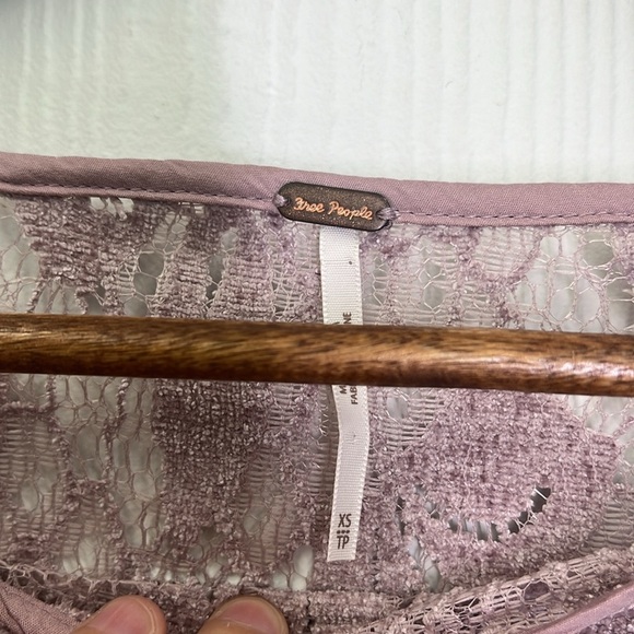 Free People - Ruby Sheer Lavender Lace Above The Knee Tie Sleeves Mini Dress XS - Picture 10 of 12